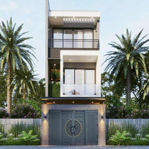 Cửa Cổng Trượt Quay Hoàng Gia Hệ Nẹp Rời 8.0 Màu Xám Đá Cho Nhà Phố Sang Trọng