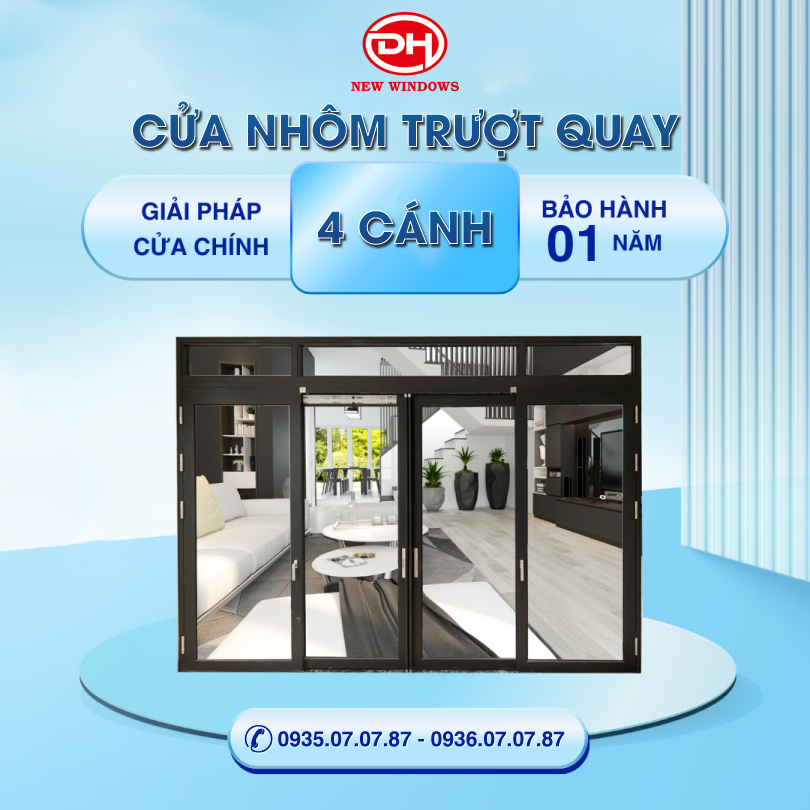 cửa nhôm trượt quay 4 cánh