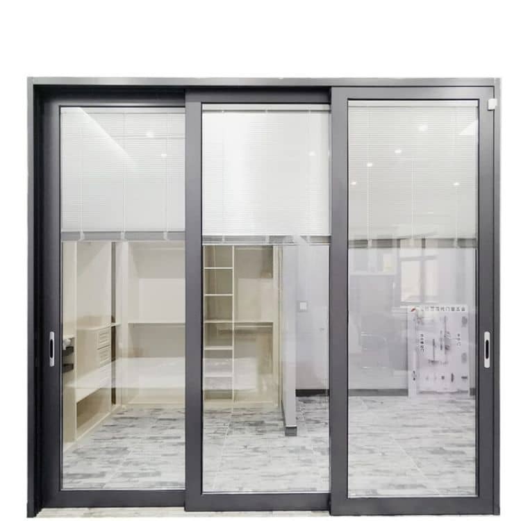 cửa nhôm trượt quay 3 cánh màu xám ghi 2