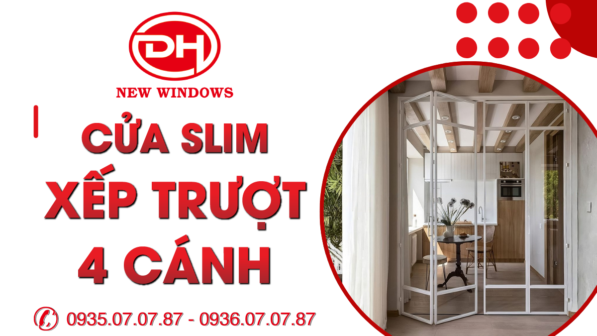 cửa Slim xếp trượt 4 cánh